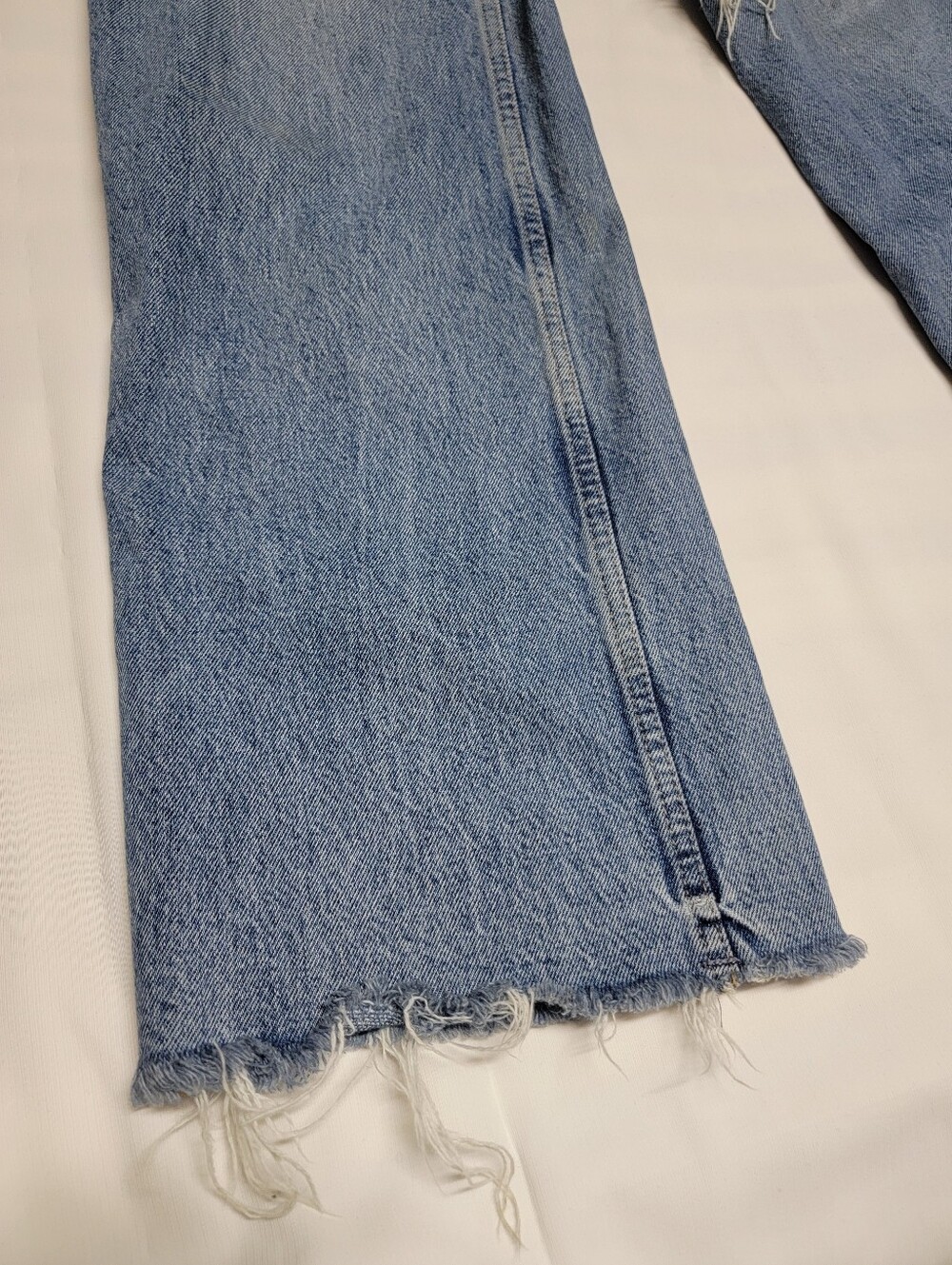 Zara Distressed High Rise Straight Leg Jeans Light Wash Raw Hem - Picture 3 of 12